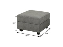 Load image into Gallery viewer, 26" Teal Blue and Black Solid Wood and Microfiber Storage Ottoman
