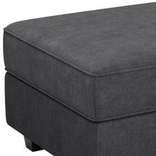Load image into Gallery viewer, 26" Teal Blue and Black Solid Wood and Microfiber Storage Ottoman
