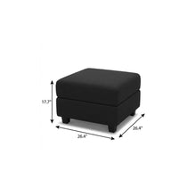 Load image into Gallery viewer, 26" Teal Blue and Black Solid Wood and Microfiber Storage Ottoman

