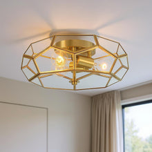 Load image into Gallery viewer, Unique Statement Three Light Metal Dimmable Flush Chandelier - Brass
