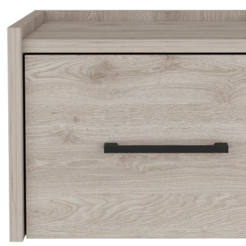 Wood One Drawer Floating Nightstand - Gray