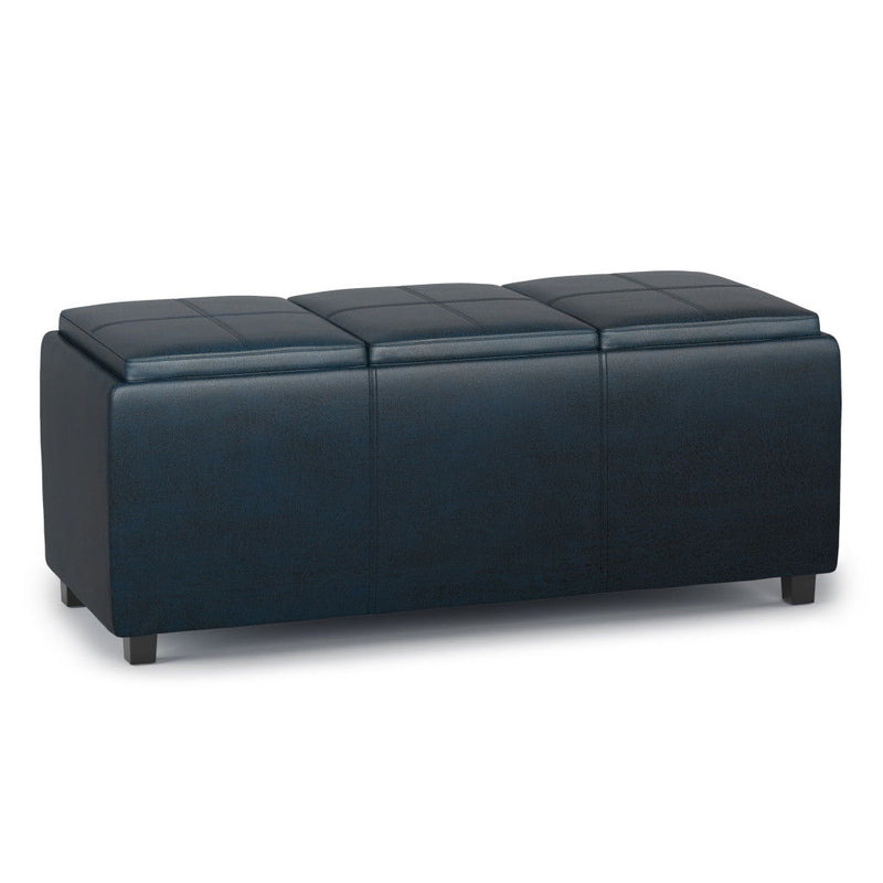42" Upholstery Storage Ottoman - Dark Brown / Blue