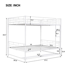 Load image into Gallery viewer, Full Over Full Metal Bunk Bed with Shelf and Guardrails, White
