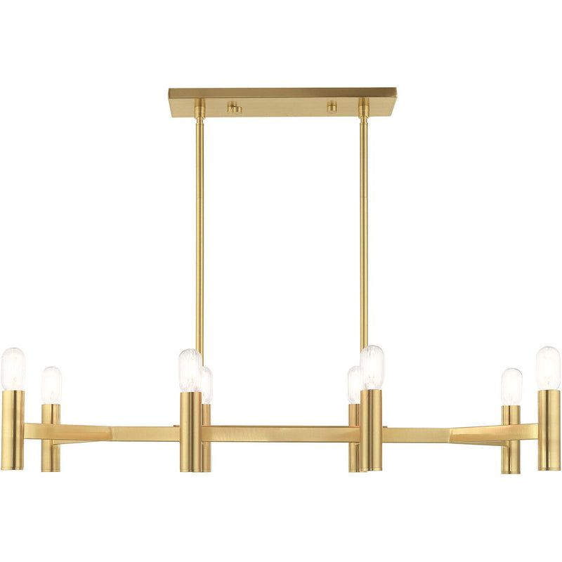 18" Eight Light Dimmable Chandelier With Shades - Brass