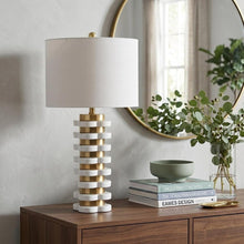 Load image into Gallery viewer, 27" White Novelty Table Lamp With Drum Shade

