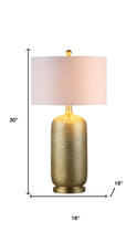 Load image into Gallery viewer, 30" Gold Round Table Lamp With Drum Shade
