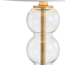 Load image into Gallery viewer, 21" Clear And Gold Table Lamp With Drum Shade
