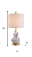 Load image into Gallery viewer, 21" Gold Gourd Table Lamp With Drum Shade
