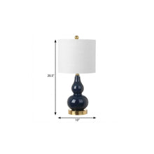 Load image into Gallery viewer, 21" Gold Gourd Desk Lamp With Drum Shade
