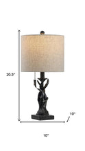 Load image into Gallery viewer, 21" Black Antlers Table Lamp With Drum Shade
