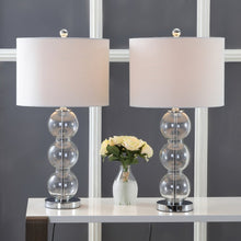 Load image into Gallery viewer, Set of Two 27" Silver Novelty Table Lamps With Drum Shades
