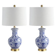 Load image into Gallery viewer, Set of Two 25" Gold Novelty Table Lamps With Globe Shades
