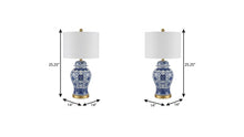 Load image into Gallery viewer, Set of Two 25" Gold Novelty Table Lamps With Globe Shades
