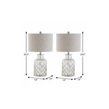 Load image into Gallery viewer, Set of Two 25" Silver Table Lamps With Drum Shades
