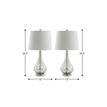 Load image into Gallery viewer, Set of Two 26" Silver Novelty Table Lamps With Drum Shades
