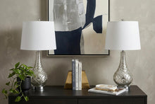 Load image into Gallery viewer, Set of Two 26" Silver Novelty Table Lamps With Drum Shades
