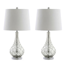 Load image into Gallery viewer, Set of Two 26" Silver Novelty Table Lamps With Drum Shades
