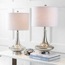 Load image into Gallery viewer, Set of Two 26" Silver Novelty Table Lamps With Drum Shades
