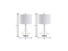 Load image into Gallery viewer, Set of Two 26" Silver Novelty Table Lamps With Drum Shades
