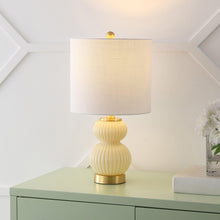 Load image into Gallery viewer, 20" Gold Gourd Table Lamp With Drum Shade
