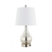 Load image into Gallery viewer, Set of Two 21" Nickel Gourd Table Lamps With Empire Shades
