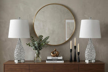 Load image into Gallery viewer, Set of Two 22" Silver Gourd Table Lamps With Empire Shades
