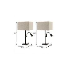 Load image into Gallery viewer, Set of Two 26" Antiqued Bronze Swing Arm Table Lamps With Square Shades
