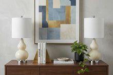 Load image into Gallery viewer, Set of Two 22" Silver Gourd Table Lamps With Drum Shades

