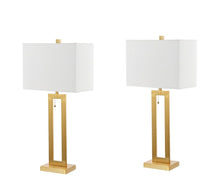 Load image into Gallery viewer, Set of Two 29" Gold Table Lamps With Shades
