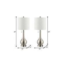 Load image into Gallery viewer, Set of Two 24" Nickel Gourd Table Lamps With Drum Shades
