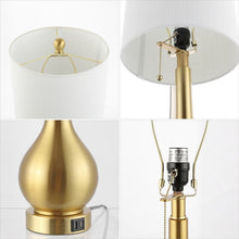 Load image into Gallery viewer, Set of Two 24" Gold Gourd Table Lamps With Drum Shades
