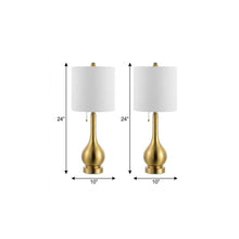 Load image into Gallery viewer, Set of Two 24" Gold Gourd Table Lamps With Drum Shades
