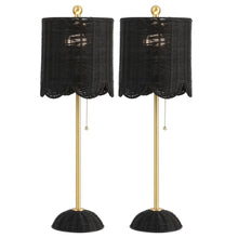 Load image into Gallery viewer, Set of Two 28" Black Table Lamps With Drum Shades
