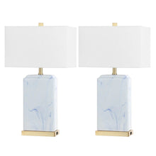 Load image into Gallery viewer, Set of Two 25" Gold Table Lamps With Shades

