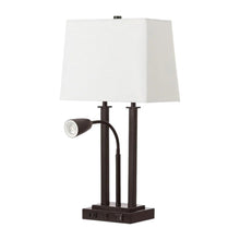 Load image into Gallery viewer, 24" Antiqued Bronze Swing Arm Novelty Table Lamp With Shade
