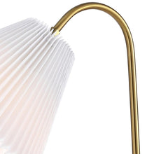 Load image into Gallery viewer, 22" Gold Ribbed Swing Arm Geometric Arched Lamp With Empire Shade
