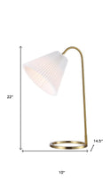 Load image into Gallery viewer, 22" Gold Ribbed Swing Arm Geometric Arched Lamp With Empire Shade
