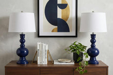 Load image into Gallery viewer, Set of Two 29" Blue Novelty Table Lamps With Drum Shades
