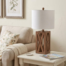 Load image into Gallery viewer, 22" Brown Table Lamp With Drum Shade
