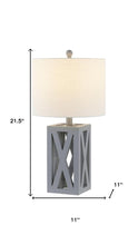 Load image into Gallery viewer, Set of Two 22" Gray Table Lamps With Drum Shades
