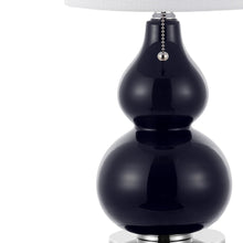 Load image into Gallery viewer, Set of Two 22" Silver Gourd Table Lamps With Drum Shades
