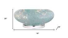 Load image into Gallery viewer, 29" Light Blue And Clear Teardrop Glass Table Lamp With Drum Shade
