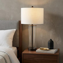 Load image into Gallery viewer, 29" Antiqued Bronze Table Lamp With Drum Shade
