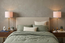 Load image into Gallery viewer, Set of Two 35" Clear And Brass Table Lamps With Drum Shades
