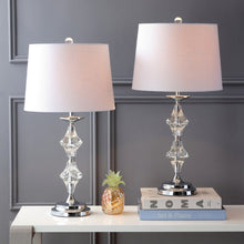 Load image into Gallery viewer, Set of Two 28" Silver Novelty Bedside Lamps With Drum Shades
