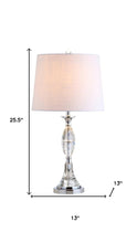 Load image into Gallery viewer, Set of Two 26" Clear And Silver Novelty Table Lamps With Drum Shades
