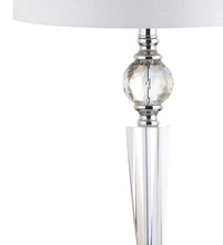 Load image into Gallery viewer, Set of Two 31" Clear And Silver Table Lamps With Drum Shades
