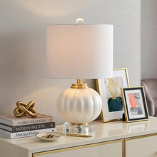 Load image into Gallery viewer, 18" Clear Novelty Bedside Lamp With Drum Shade

