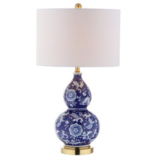Load image into Gallery viewer, 27" Blue Gold And White Novelty Table Lamp With Drum Shade

