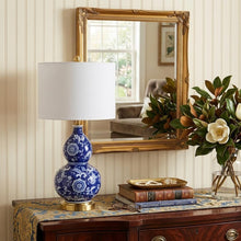 Load image into Gallery viewer, 27" Blue Gold And White Novelty Table Lamp With Drum Shade
